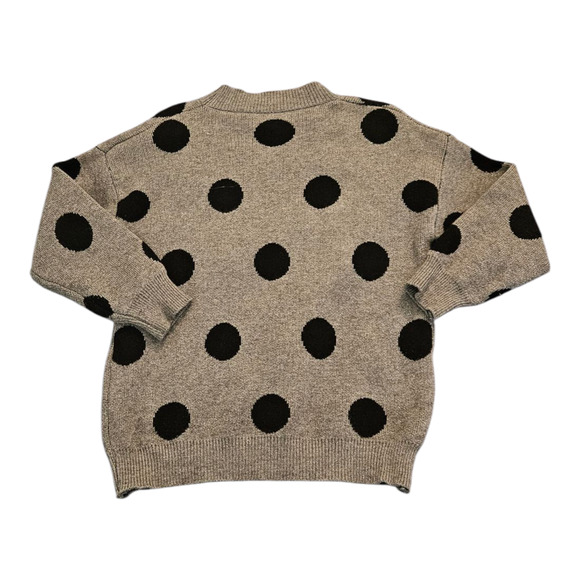 Small Gray and Black Polka Dot Long Sleeve Pullover Sweater - Picture 4 of 7